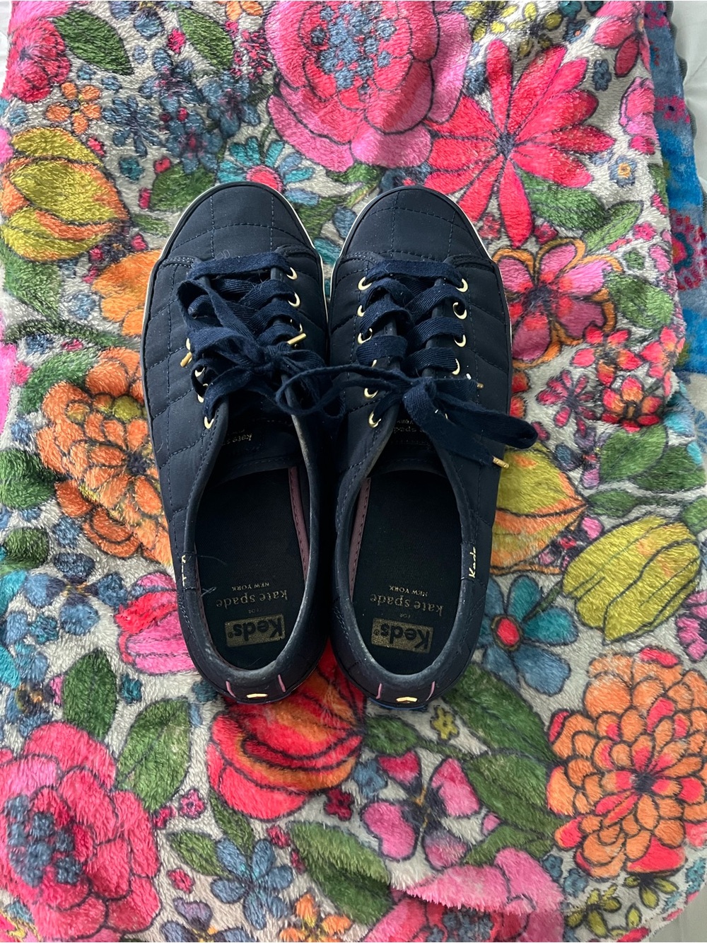 Keds Navy Quilted Lace-Up Sneakers
